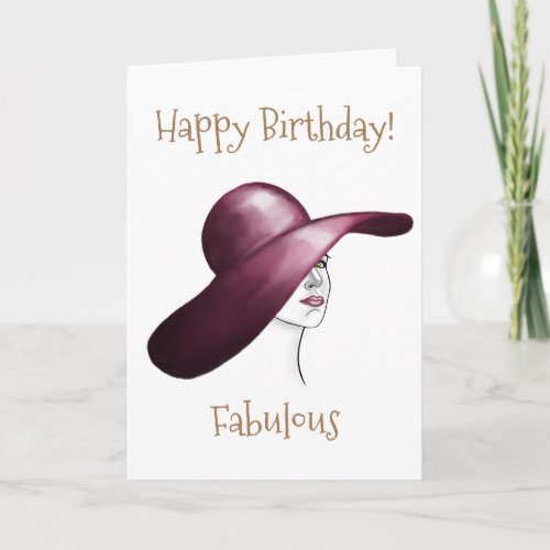 Happy Birthday Fabulous Elegant Woman Drawing Card