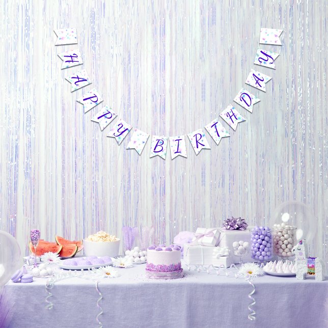 Happy Birthday Fairy 01 Bunting Flags (Customizable Happy birthday bunting flag)