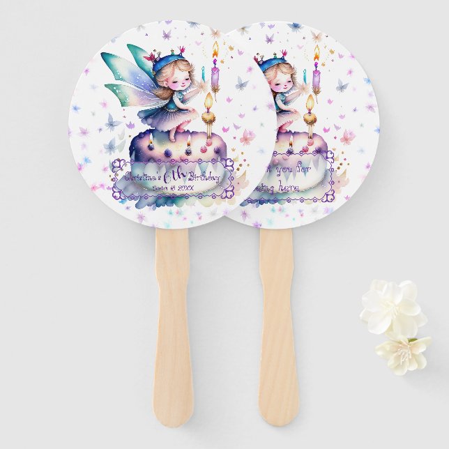 Happy Birthday Fairy 01 Hand Fan (Front and Back)