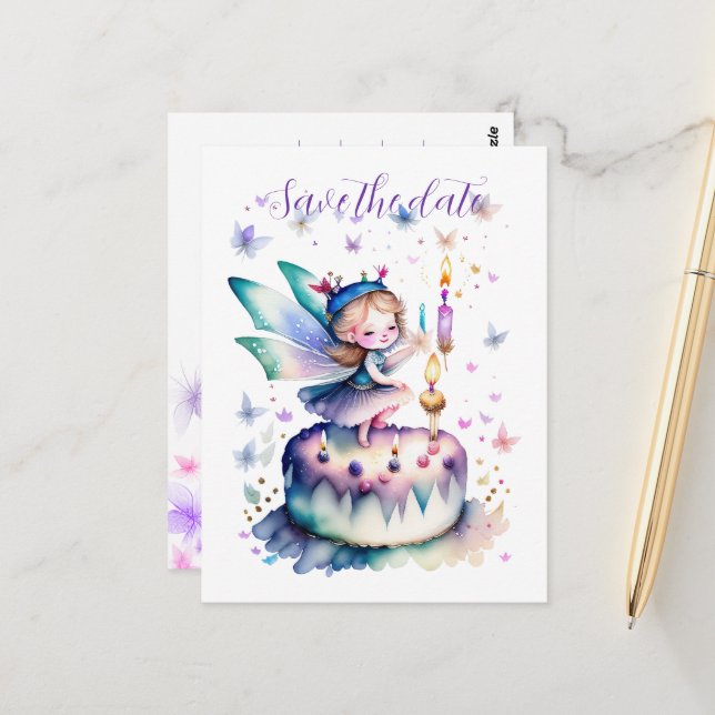 Happy Birthday Fairy 01 Postcard (Front/Back In Situ)