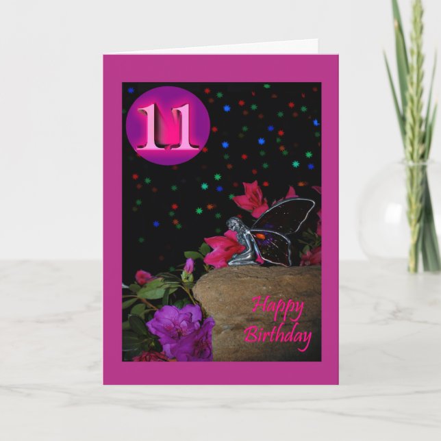 Happy Birthday fairy faerie 11 eleven 11th elevent Card (Front)