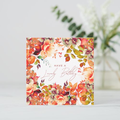 Happy Birthday Fall Autumn Garden Floral Card