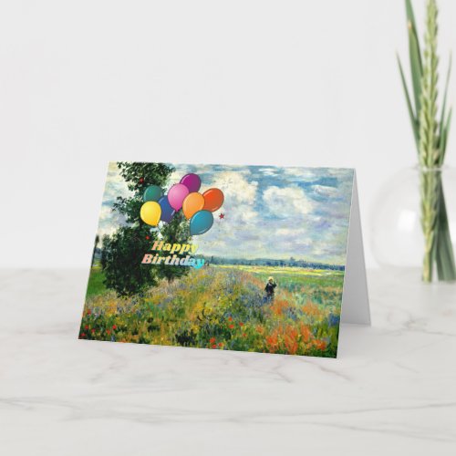 Happy Birthday famous Poppy Field painting Card