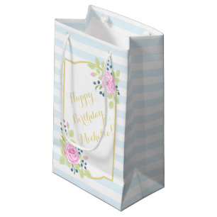 Happy Birthday Fancy Roses Blueberry Gift Bag
