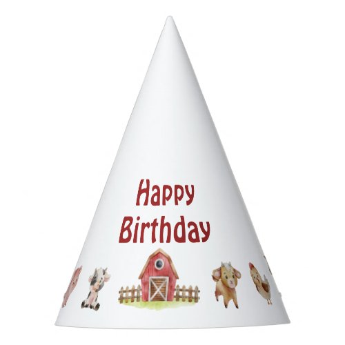 Happy Birthday Farm Animal Party Hat