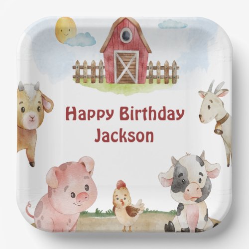 Happy Birthday Farm Animal Plate 