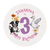 Happy Birthday Farm Animals for Girls Edible Frosting Rounds (Front)