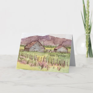 Happy Birthday Farm Ranch Barn Landscape Card