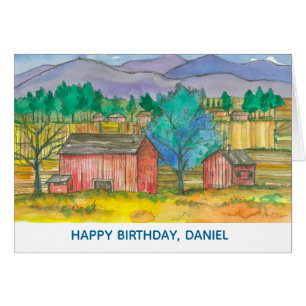 Happy Birthday Farmer Barns Fields Custom Name Cards