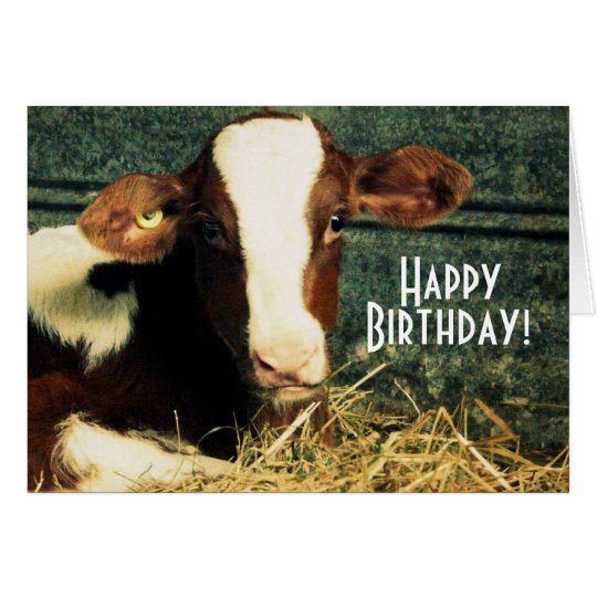 zazzle template card greeting Calf  Zazzle Farmer  White  Happy and Birthday Card Brown