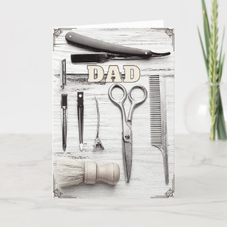 Happy Birthday Fathers Day Barber Greeting Card