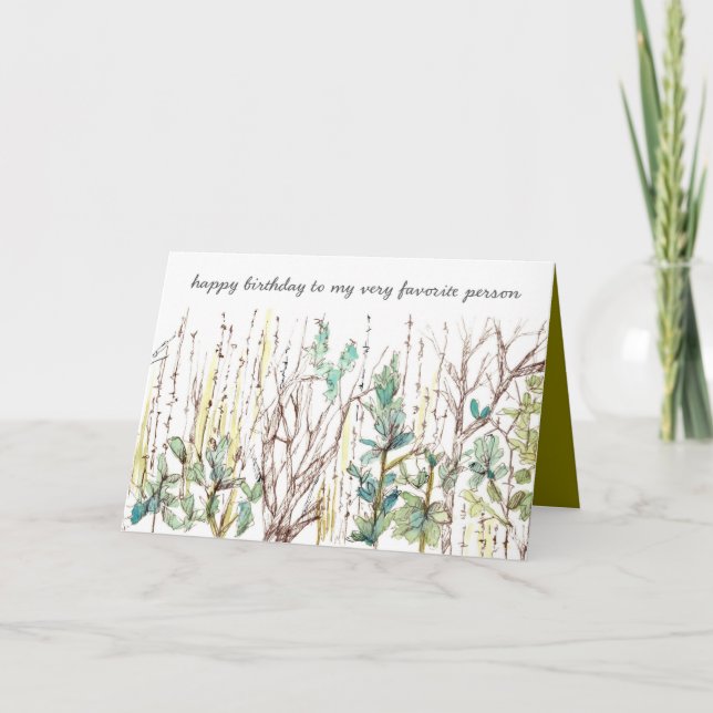 Happy Birthday Favorite Person Sagebrush Plants Card (Front)