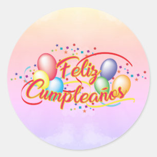 Happy birthday Feliz Cumpleaños Classic Round Sticker