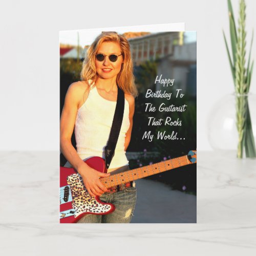 Happy Birthday Female Guitarist Rocks Card