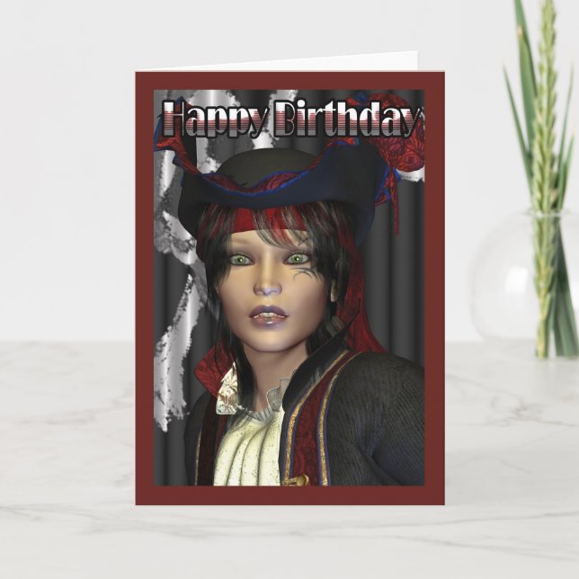 Happy Birthday Female Pirate Card (Front)