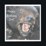 Happy Birthday Ferocious Bear Napkins<br><div class="desc">These birthday party napkins feature a scary roaring bear. Great for that He-man or hunter in your life! The text can be changed or eliminated to fit your need.</div>