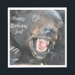 Happy Birthday Ferocious Bear Napkins<br><div class="desc">These birthday party napkins feature a scary roaring bear. Great for that He-man or hunter in your life! The text can be changed or eliminated to fit your need.</div>