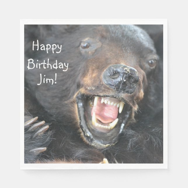 Happy Birthday Ferocious Bear Napkins (Front)