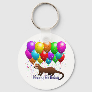 Happy Birthday Ferret Keychain