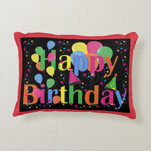Happy Birthday, festive birthday celebration Accent Pillow (Back)