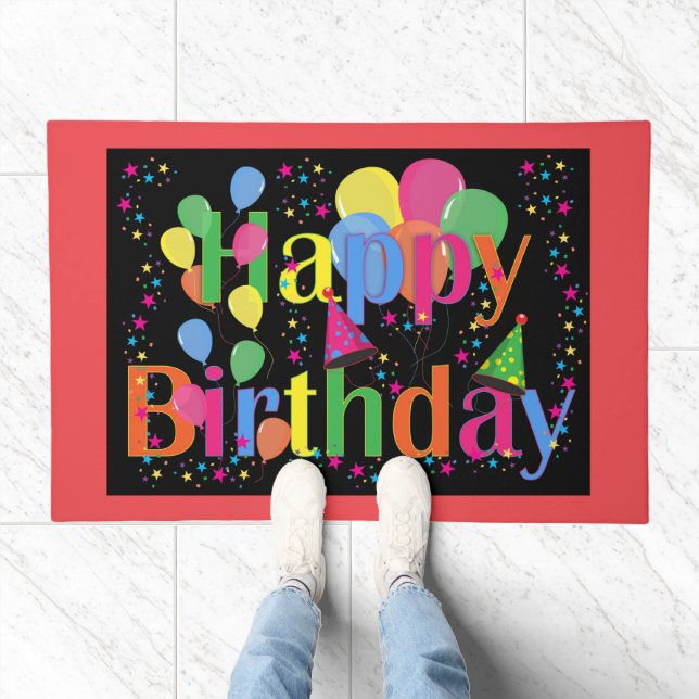 Happy Birthday, festive birthday celebration Doormat (Indoor)