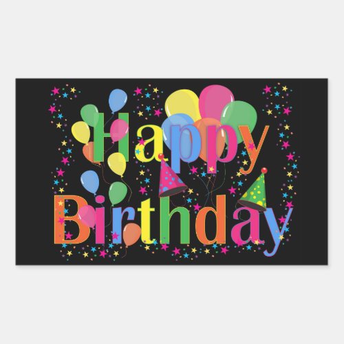 Happy Birthday festive birthday celebration Rectangular Sticker