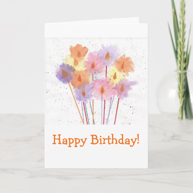 Happy Birthday Festive Candles Card (Front)
