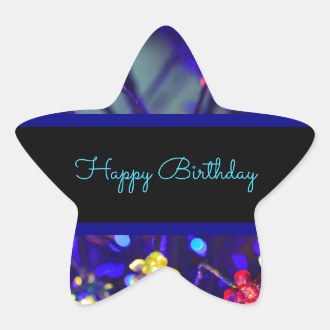 Happy Birthday Festive Celebration Star Sticker (Front)