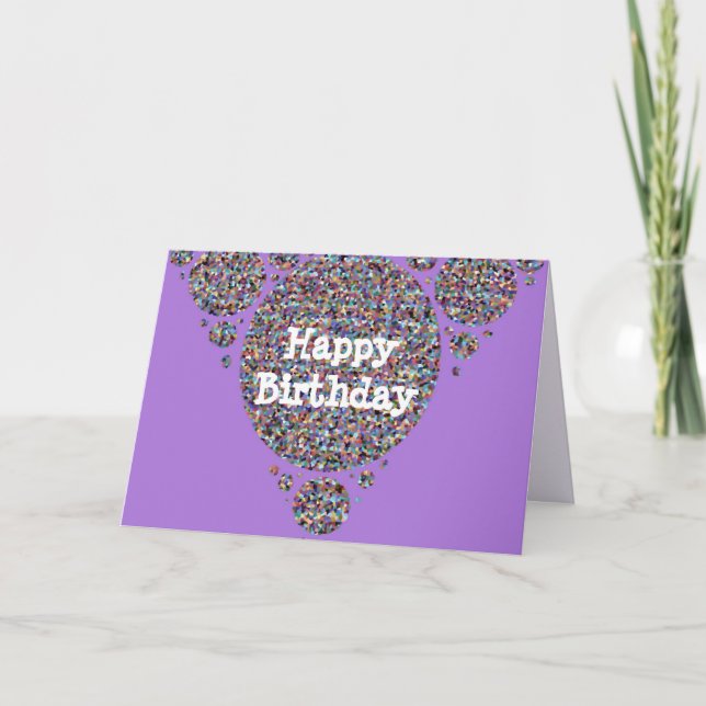 Happy Birthday Festive Colorful Glitter Confetti Card (Front)