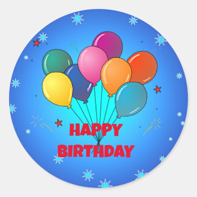 Happy Birthday! Festive starry sky, Classic Round Sticker (Front)