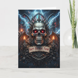 Happy Birthday, Fiend! Gothic Horror Skull Card