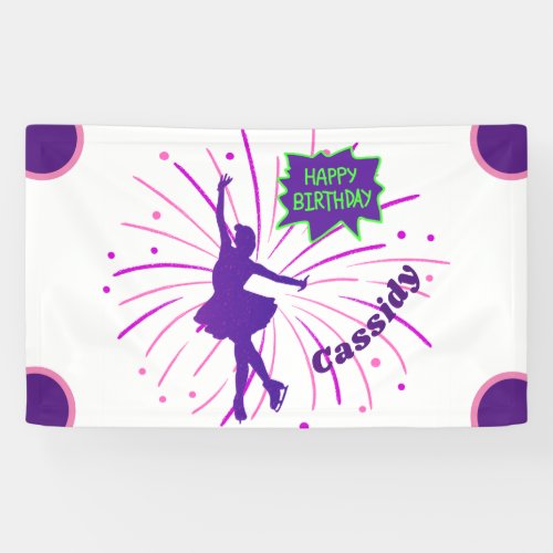 Happy Birthday Figure Skating Personalized  Banner