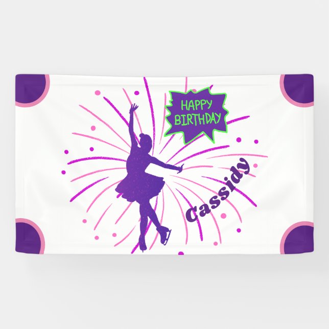 Happy Birthday Figure Skating Personalized  Banner (Horizontal)