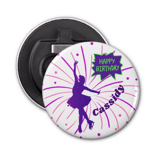 Happy Birthday Figure Skating Personalized  Bottle Opener