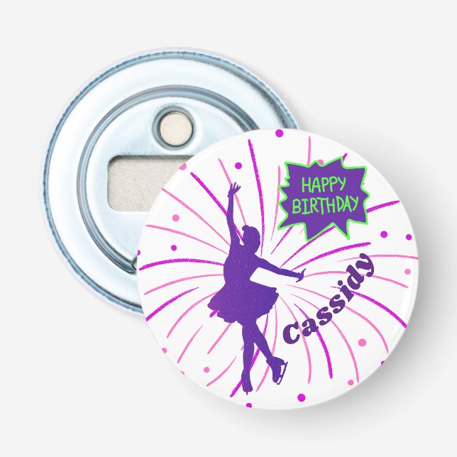 Happy Birthday Figure Skating Personalized  Bottle Opener (Front)