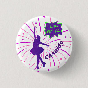 Happy Birthday Figure Skating Personalized Button