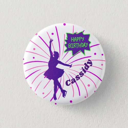 Happy Birthday Figure Skating Personalized  Button