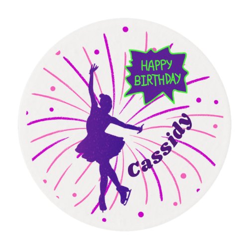 Happy Birthday Figure Skating Personalized  Edible Frosting Rounds
