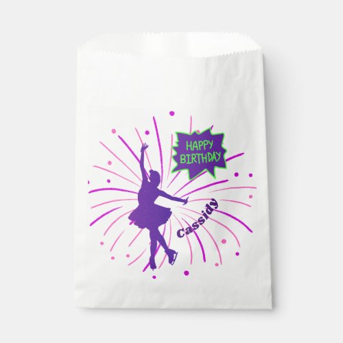 Happy Birthday Figure Skating Personalized  Favor Bag