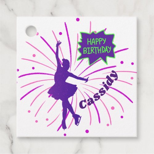 Happy Birthday Figure Skating Personalized  Favor Tags