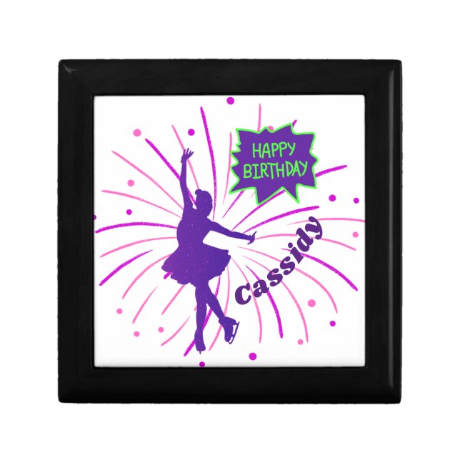 Happy Birthday Figure Skating Personalized Gift Box (Front)
