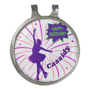 Happy Birthday Figure Skating Personalized Golf Hat Clip
