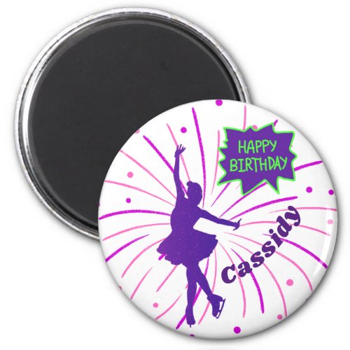 Happy Birthday Figure Skating Personalized  Magnet
