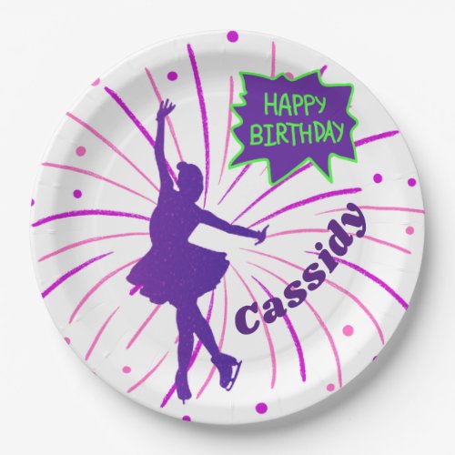 Happy Birthday Figure Skating Personalized  Paper Plates