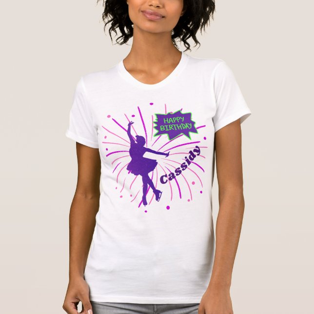 Happy Birthday Figure Skating Personalized  T-Shirt (Front)