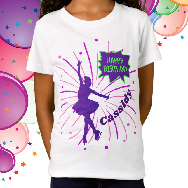Happy Birthday Figure Skating Personalized  T-Shirt (Happy Birthday Figure Skating Tee)