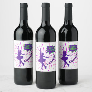 Happy Birthday Figure Skating Personalized  Wine Label