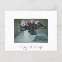 Happy Birthday fine art vintage pink flowers Card