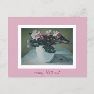 Happy Birthday fine art vintage pink flowers Card