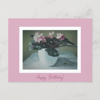 Happy Birthday fine art vintage pink flowers Card